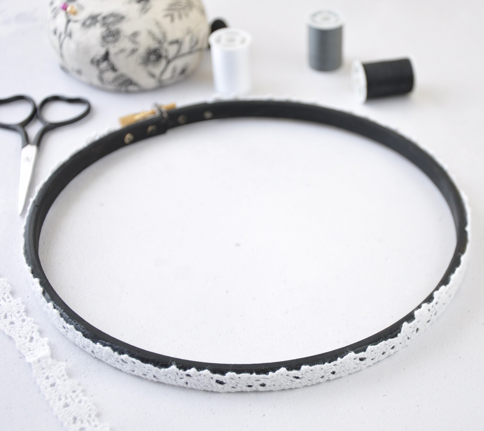 How to decorate an embroidery hoop: painting method